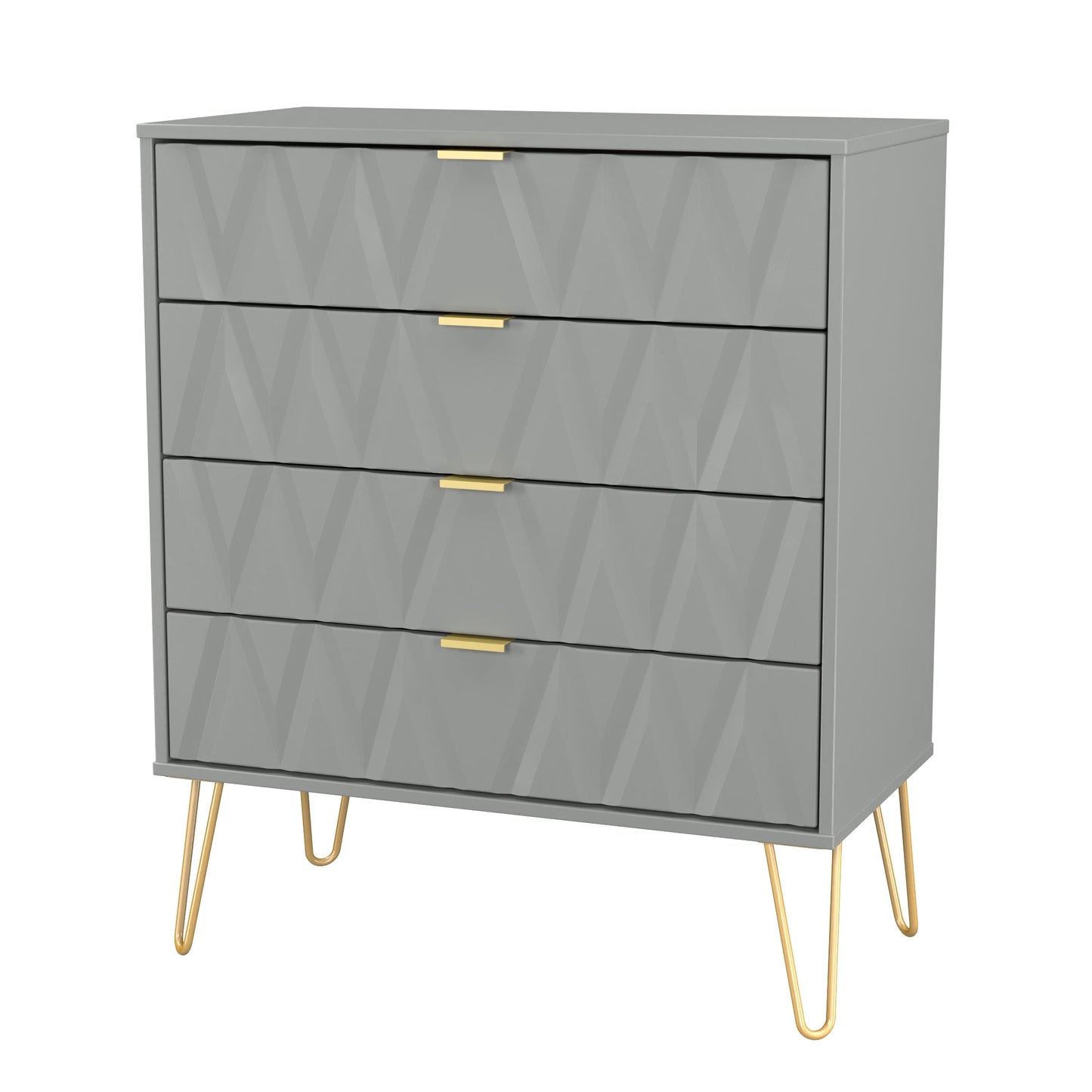 Diamond Chest of Drawers Grey 4 Drawers 93cm