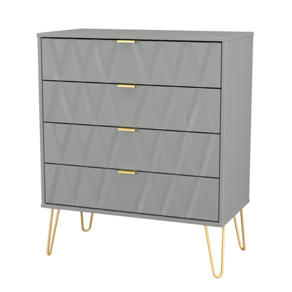 Diamond Chest of Drawers Grey 4 Drawers 93cm