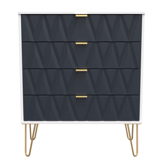 Diamond Chest of Drawers Grey & White 4 Drawers 93cm
