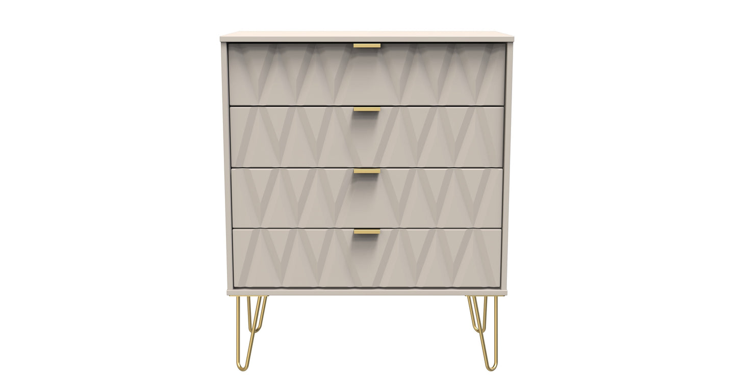 Diamond Chest of Drawers Off-White 4 Drawers 93cm