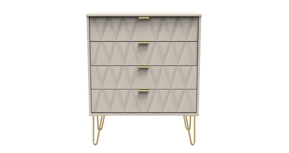 Diamond Chest of Drawers Off-White 4 Drawers 93cm