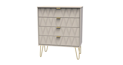 Diamond Chest of Drawers Off-White 4 Drawers 93cm