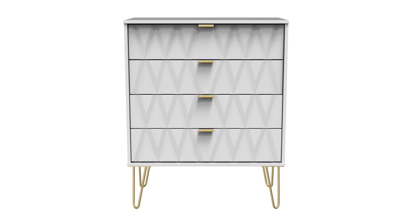 Diamond Chest of Drawers White 4 Drawers 93cm
