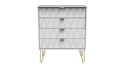 Diamond Chest of Drawers White 4 Drawers 93cm