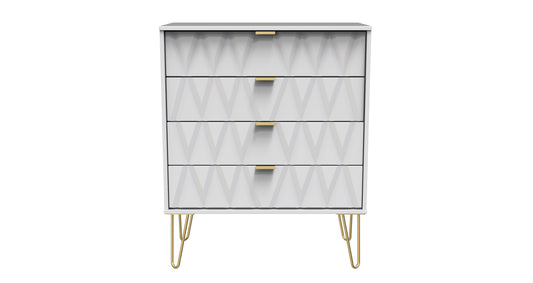Diamond Chest of Drawers White 4 Drawers 93cm