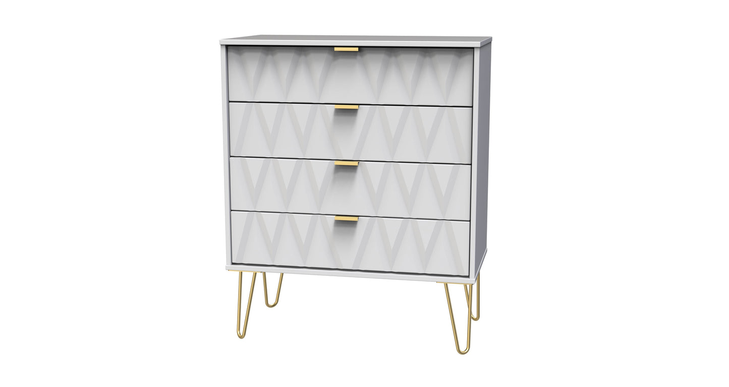 Diamond Chest of Drawers White 4 Drawers 93cm