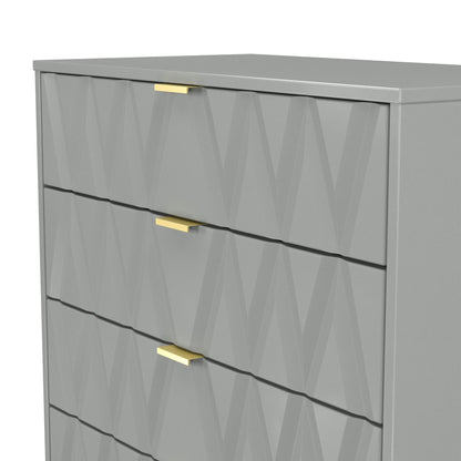 Diamond Tall Chest of Drawers Grey 5 Drawers 109cm