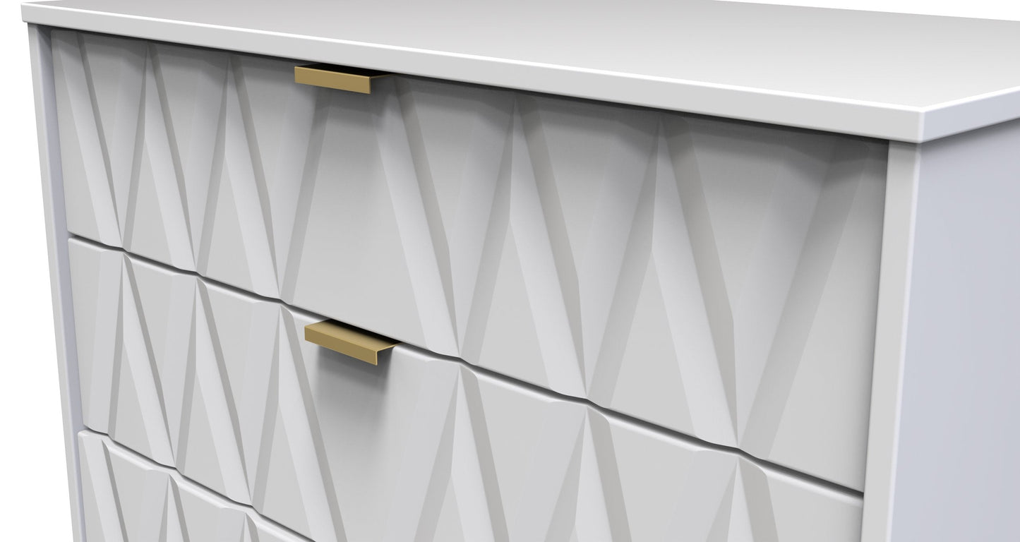 Diamond Tall Chest of Drawers White 5 Drawers 109cm