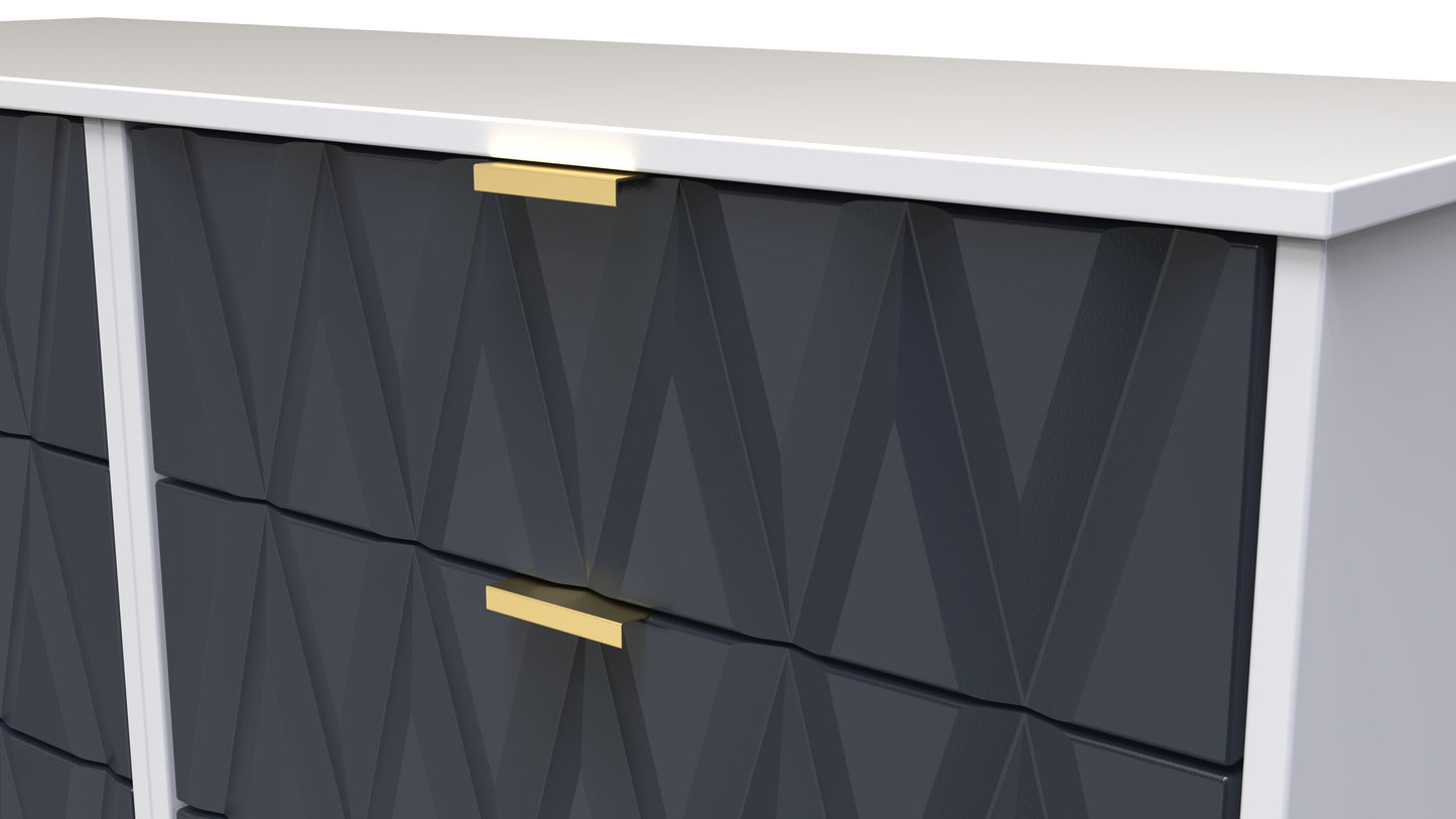 Diamond Large Chest of Drawers Grey & White 6 Drawers 115cm