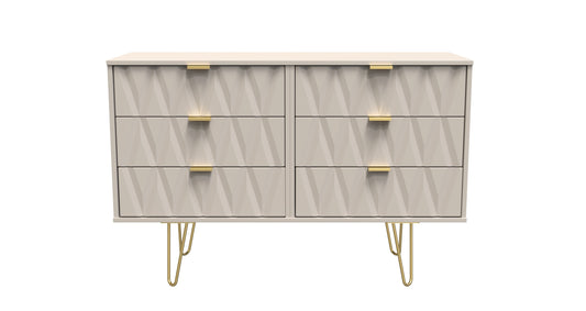 Diamond Large Chest of Drawers Off-White 6 Drawers 115cm