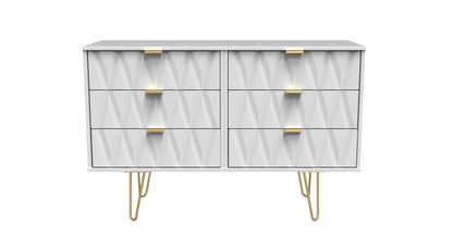 Diamond Large Chest of Drawers White 6 Drawers 115cm