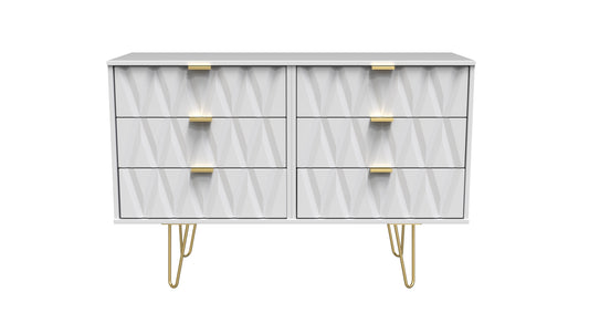 Diamond Large Chest of Drawers White 6 Drawers 115cm