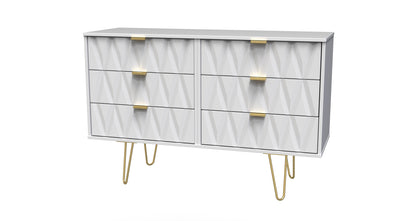 Diamond Large Chest of Drawers White 6 Drawers 115cm
