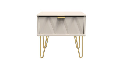 Diamond Bedside Table Off-White 1 Drawer 45cm