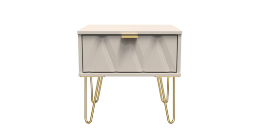 Diamond Bedside Table Off-White 1 Drawer 45cm