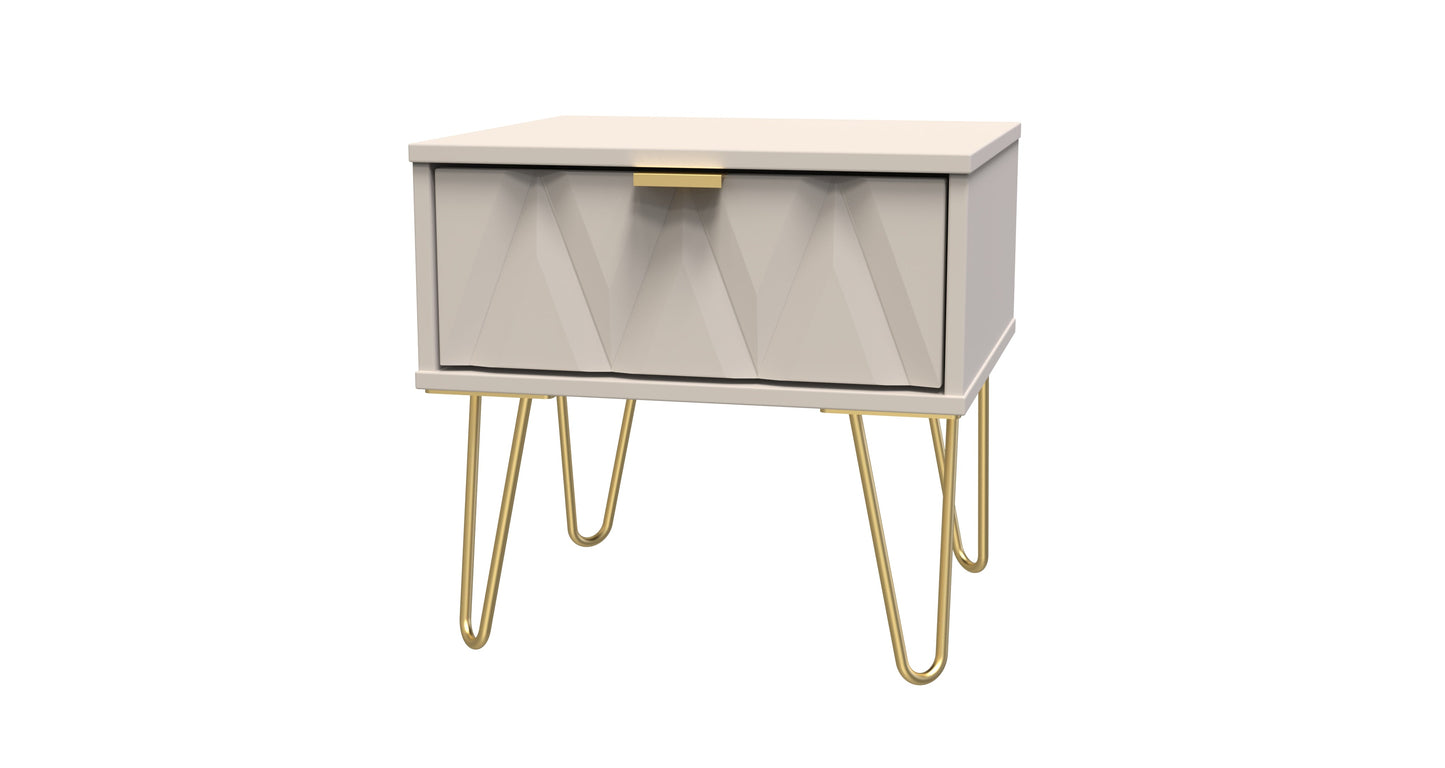 Diamond Bedside Table Off-White 1 Drawer 45cm