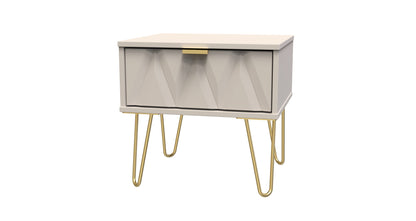 Diamond Bedside Table Off-White 1 Drawer 45cm