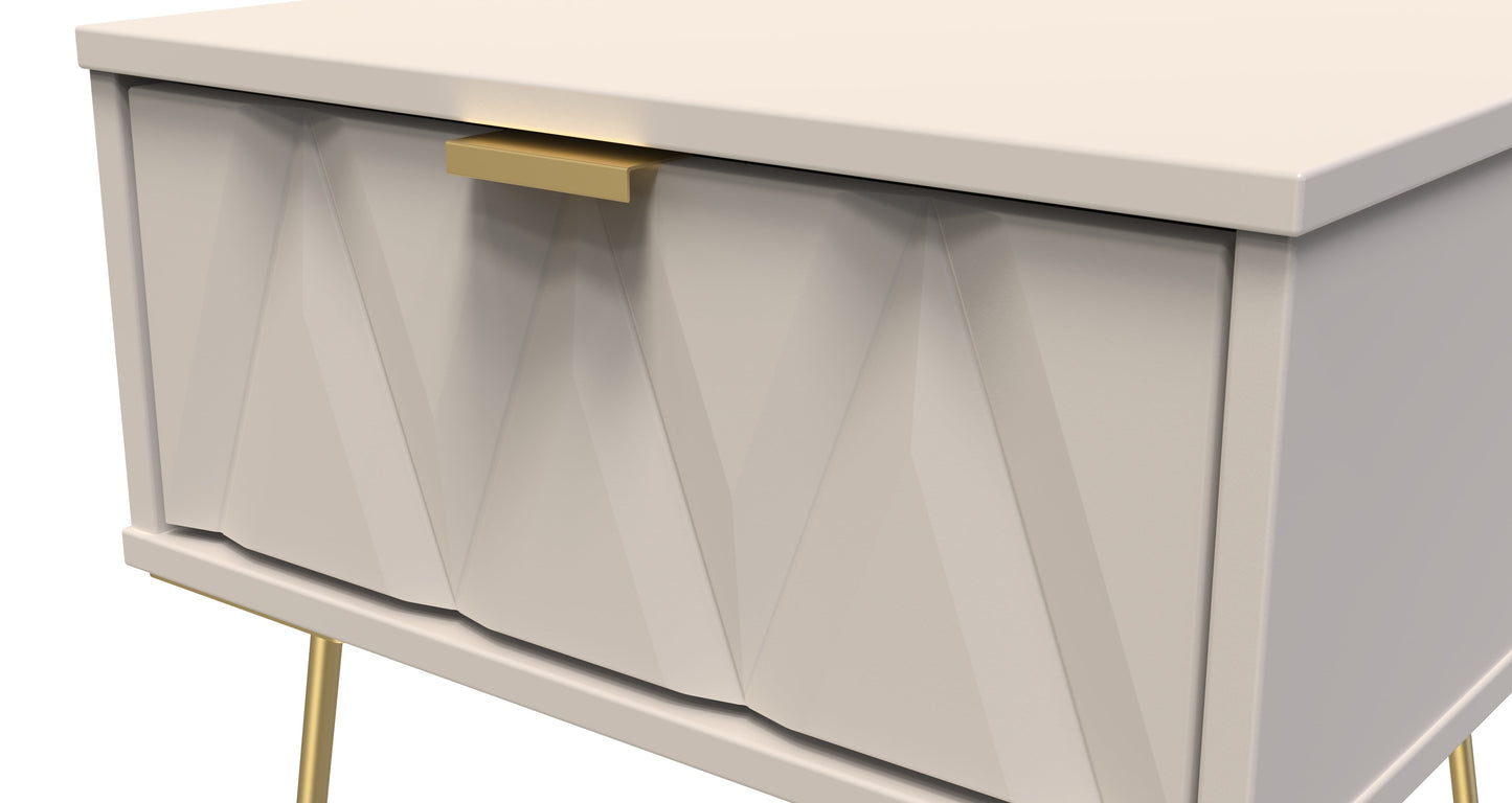 Diamond Bedside Table Off-White 1 Drawer 45cm