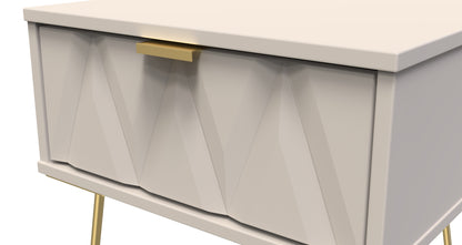 Diamond Bedside Table Off-White 1 Drawer 45cm