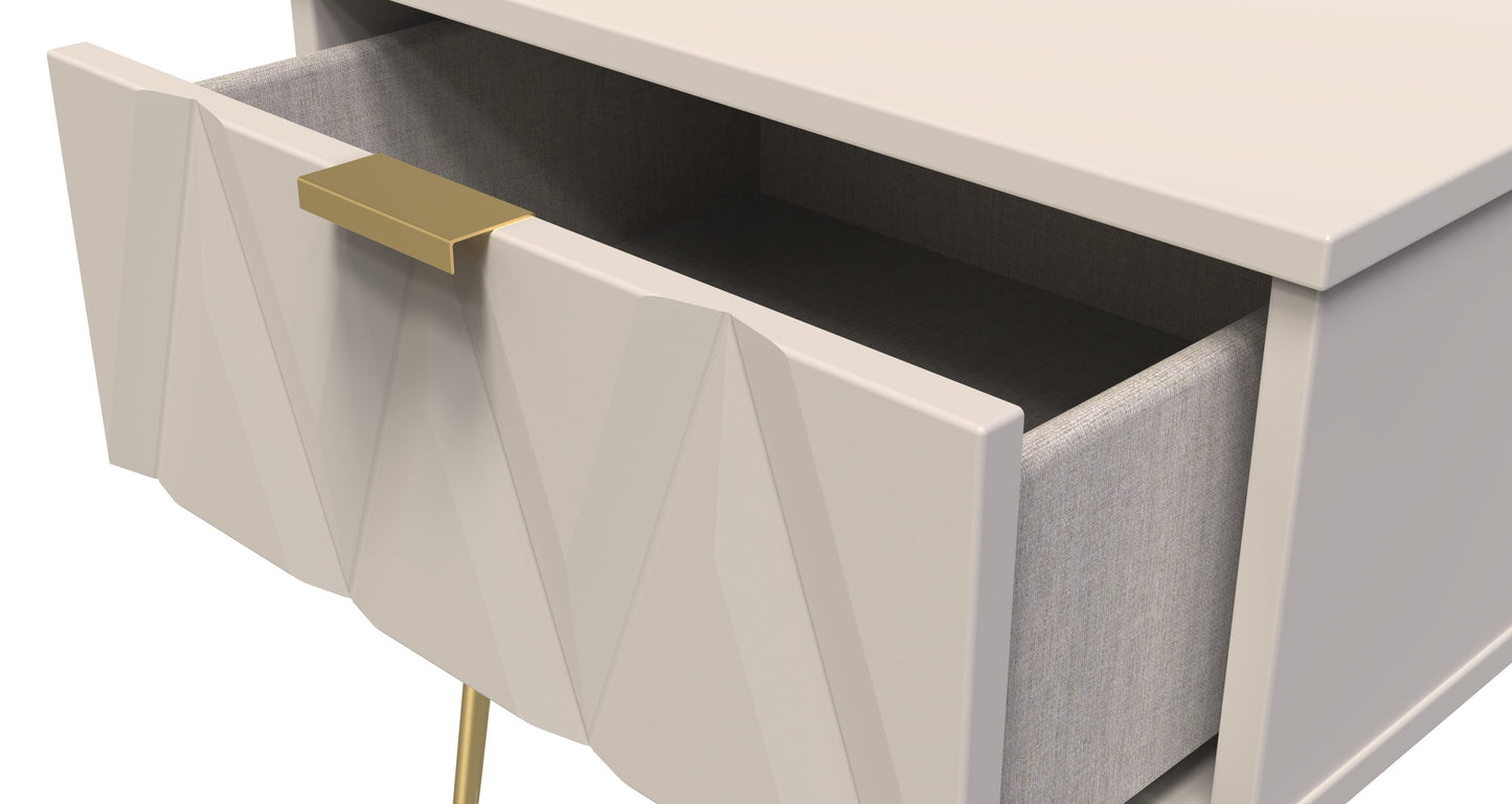 Diamond Bedside Table Off-White 1 Drawer 45cm