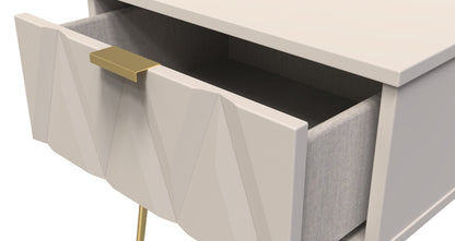 Diamond Bedside Table Off-White 1 Drawer 45cm