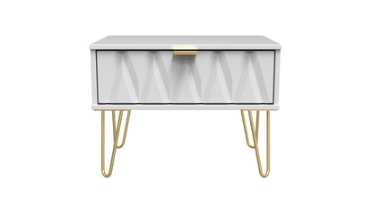 Diamond Side Table White 1 Drawer 58cm
