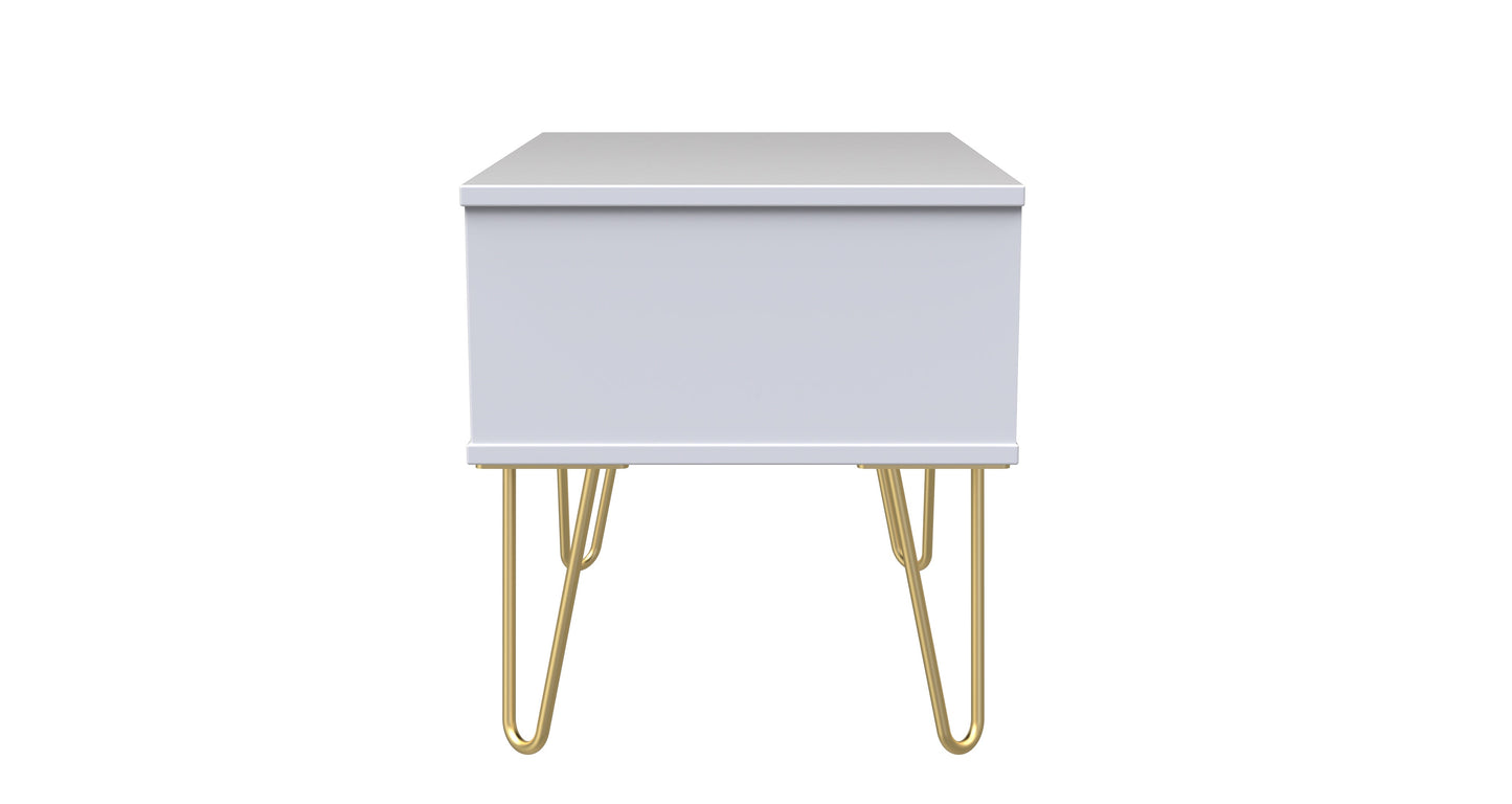Diamond Side Table White 1 Drawer 58cm