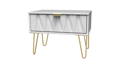 Diamond Side Table White 1 Drawer 58cm