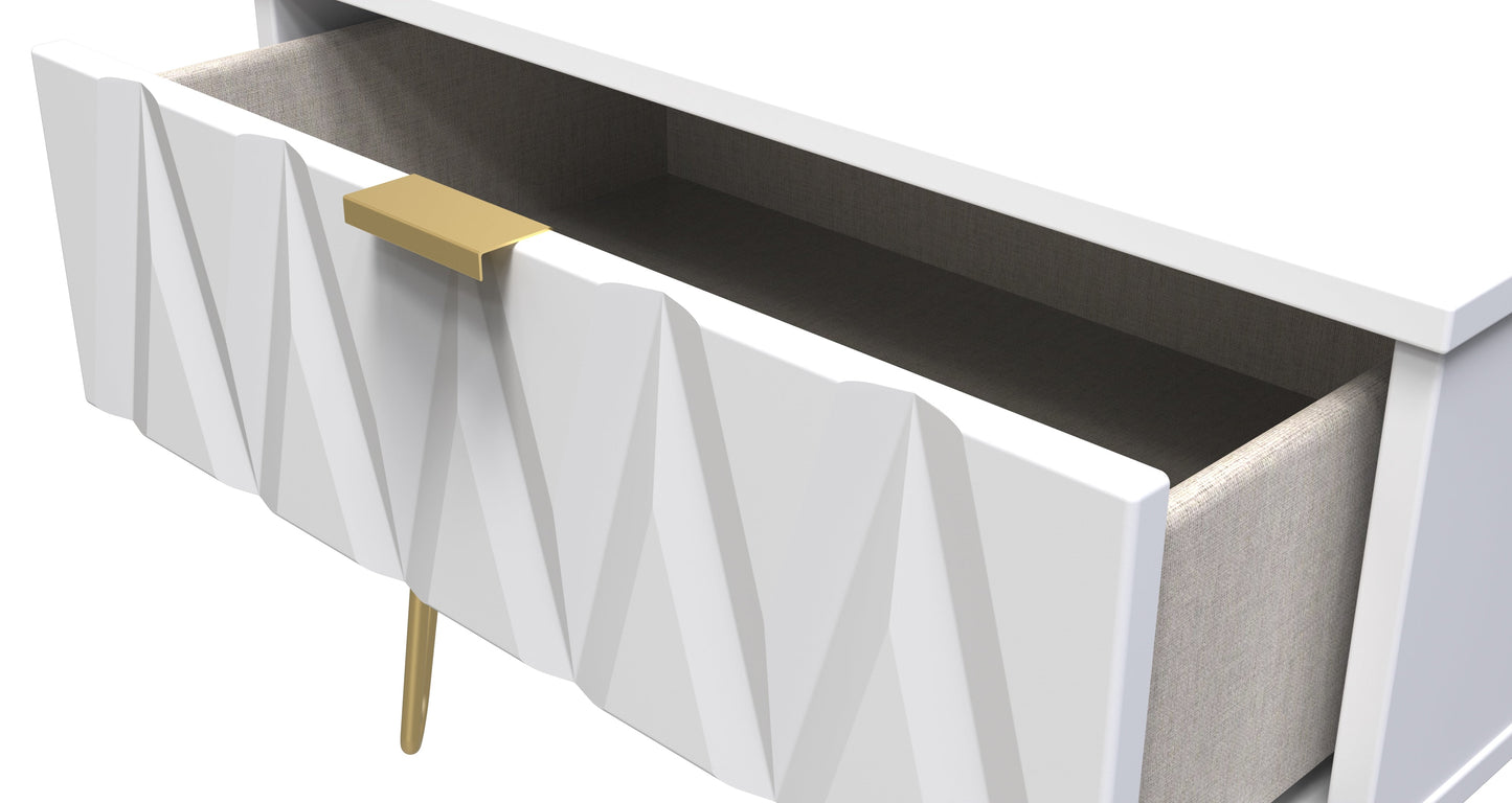 Diamond Side Table White 1 Drawer 58cm