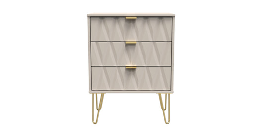 Diamond Chest of Drawers Off-White 3 Drawers 76cm