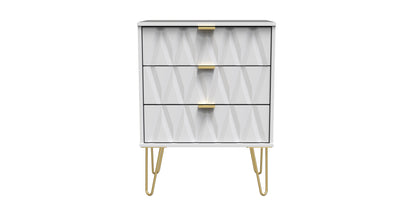 Diamond Chest of Drawers White 3 Drawers 76cm