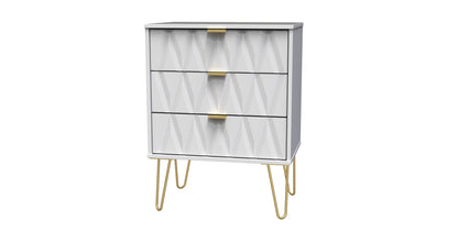 Diamond Chest of Drawers White 3 Drawers 76cm