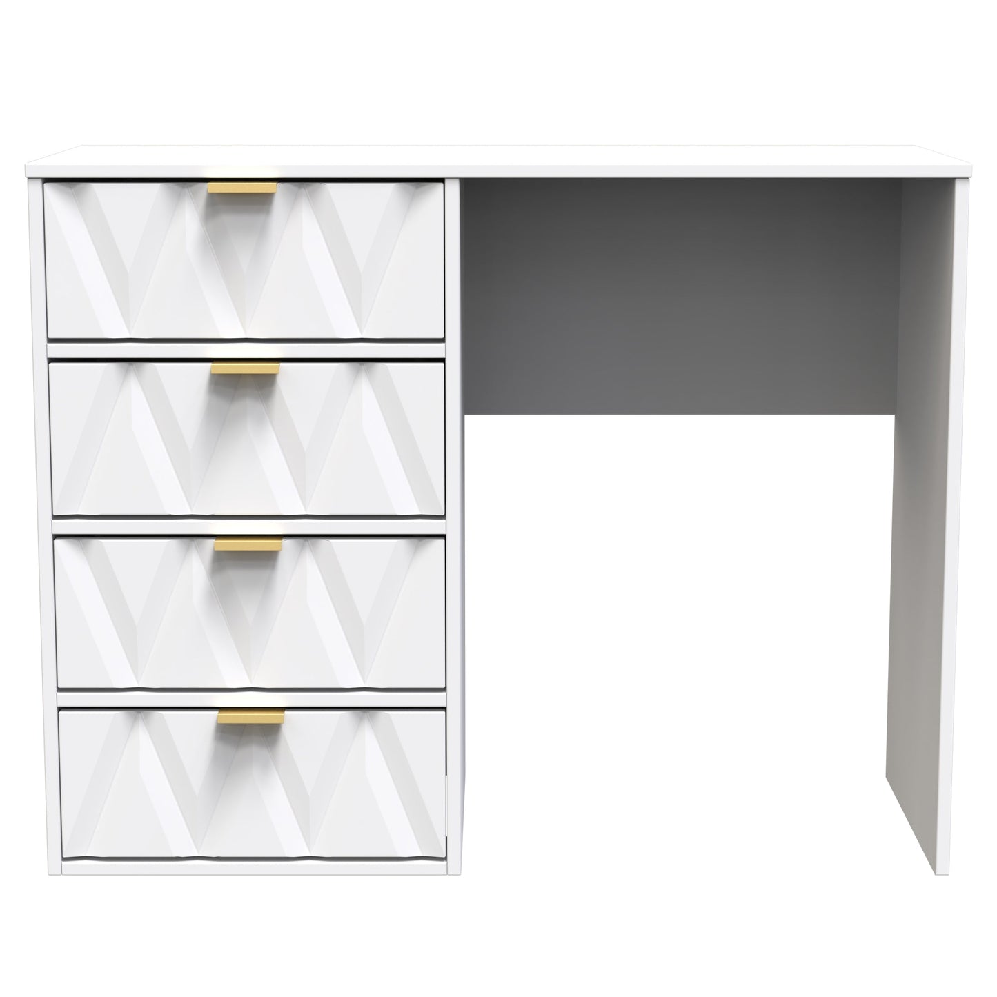 Diamond Desk White 4 Drawers 97cm