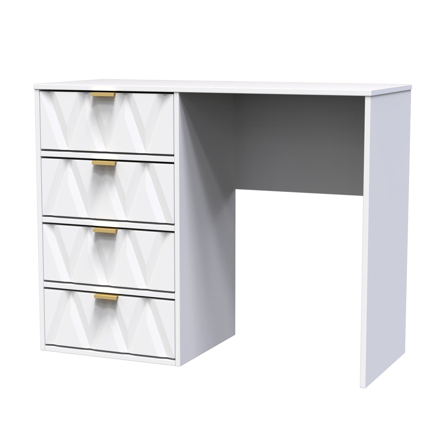 Diamond Desk White 4 Drawers 97cm