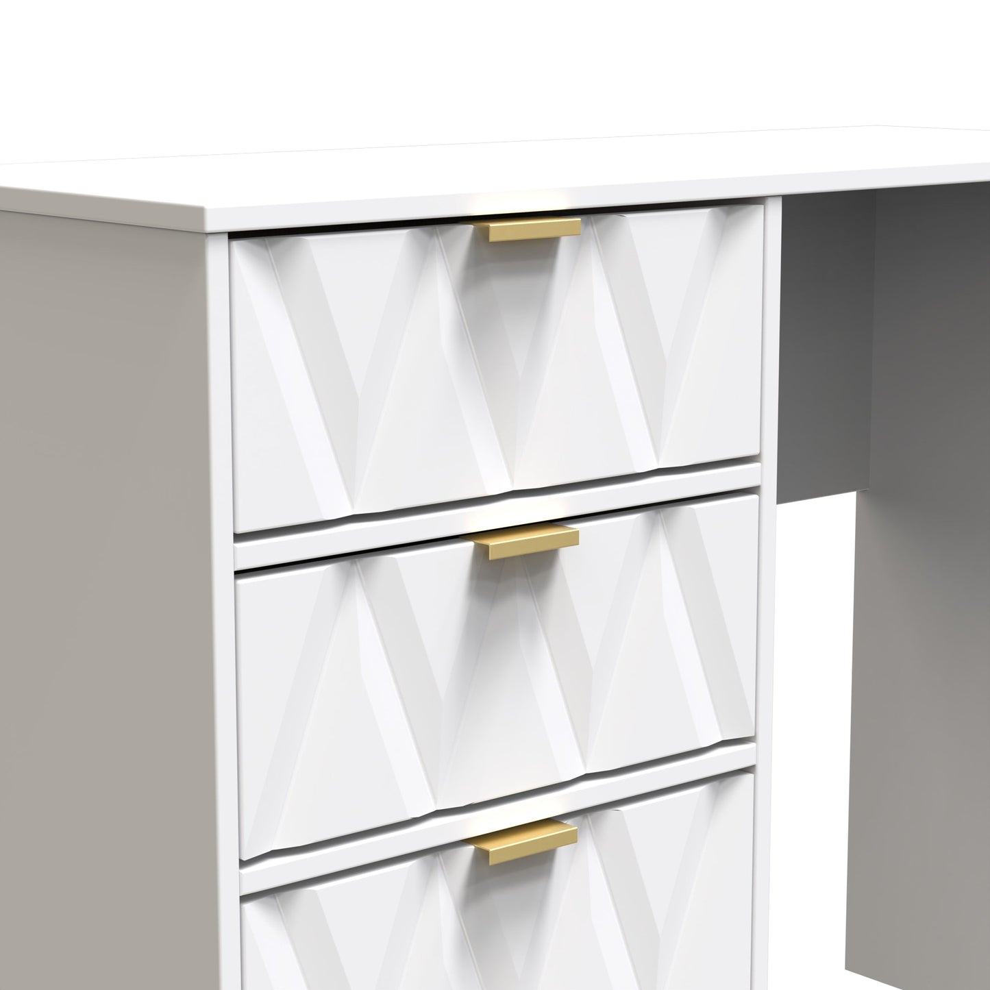 Diamond Desk White 4 Drawers 97cm