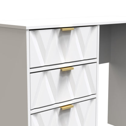 Diamond Desk White 4 Drawers 97cm