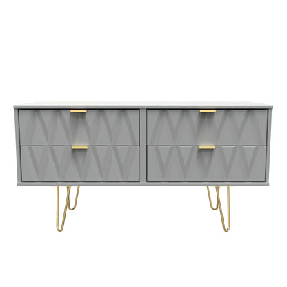 Diamond Large Chest of Drawers Grey 4 Drawers 115cm