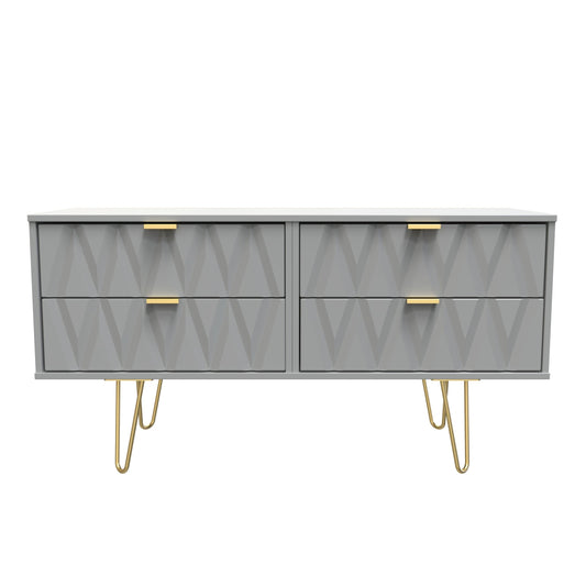 Diamond Large Chest of Drawers Grey 4 Drawers 115cm