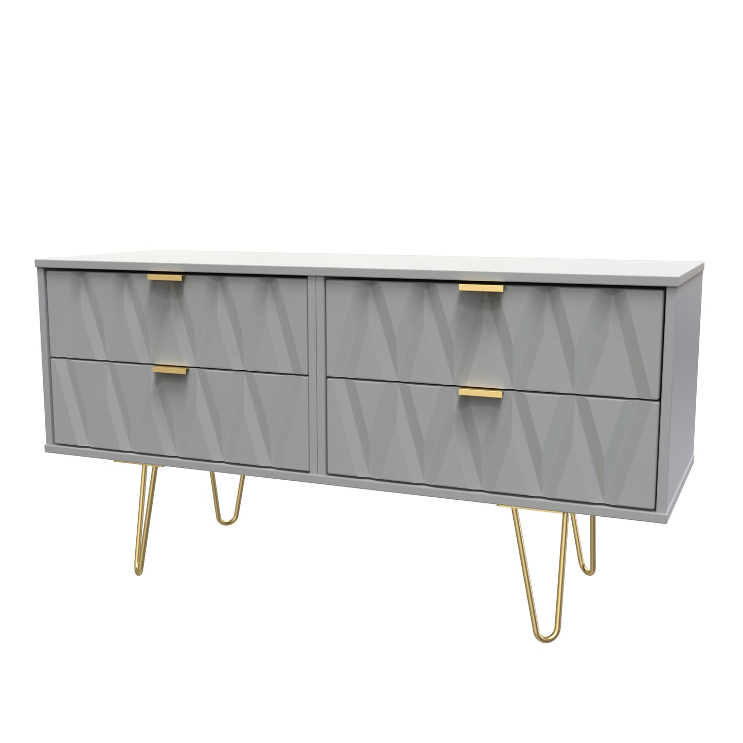 Diamond Large Chest of Drawers Grey 4 Drawers 115cm