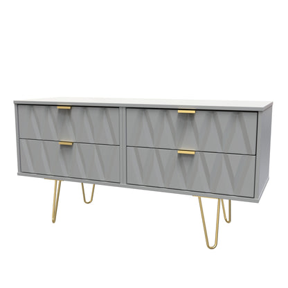 Diamond Large Chest of Drawers Grey 4 Drawers 115cm