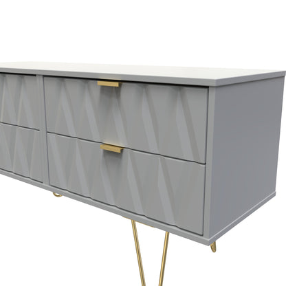 Diamond Large Chest of Drawers Grey 4 Drawers 115cm