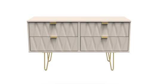 Diamond Large Chest of Drawers Off-White 4 Drawers 115cm
