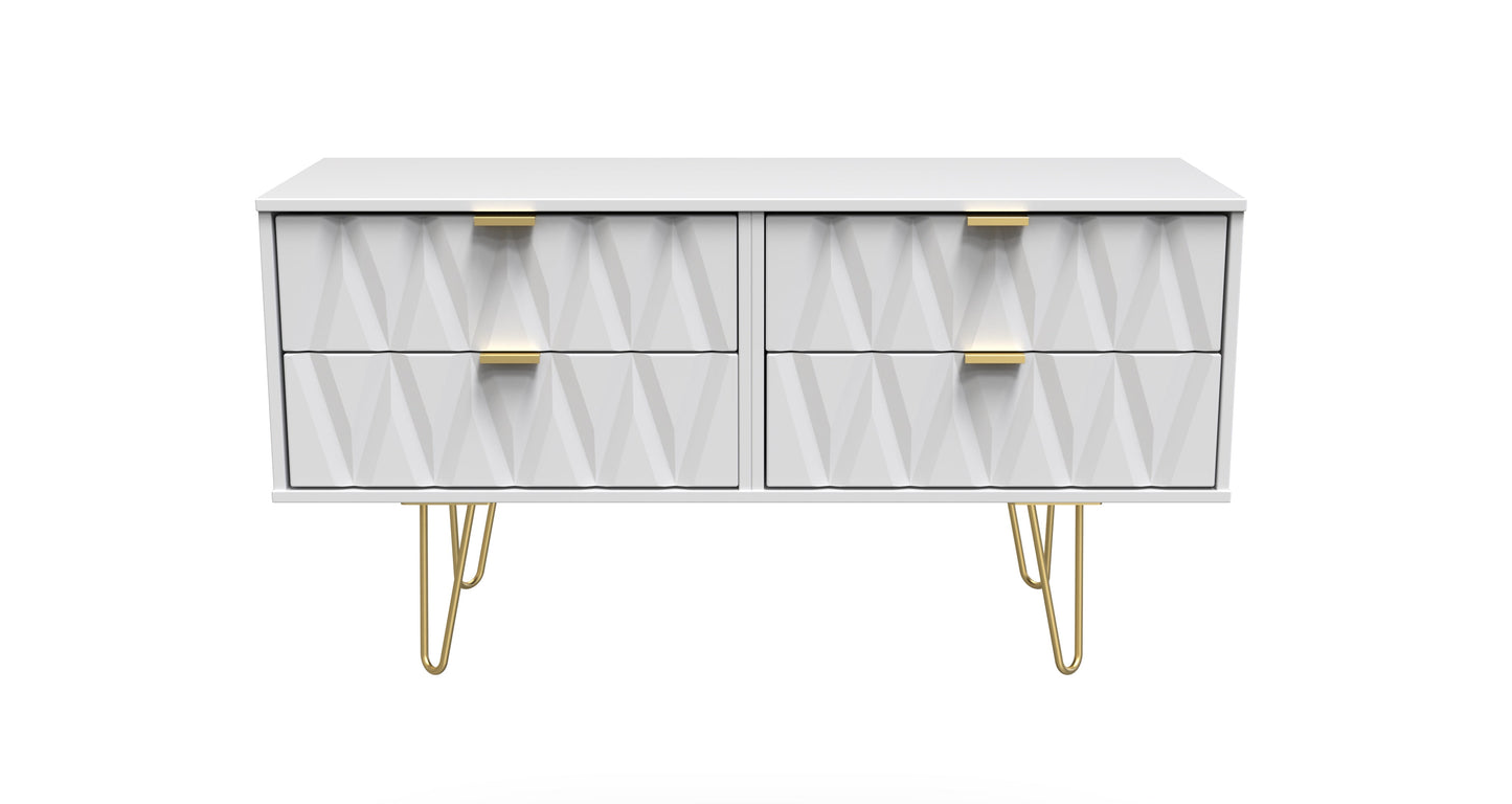 Diamond Large Chest of Drawers White 4 Drawers 115cm