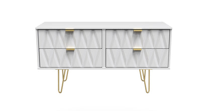 Diamond Large Chest of Drawers White 4 Drawers 115cm