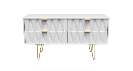 Diamond Large Chest of Drawers White 4 Drawers 115cm