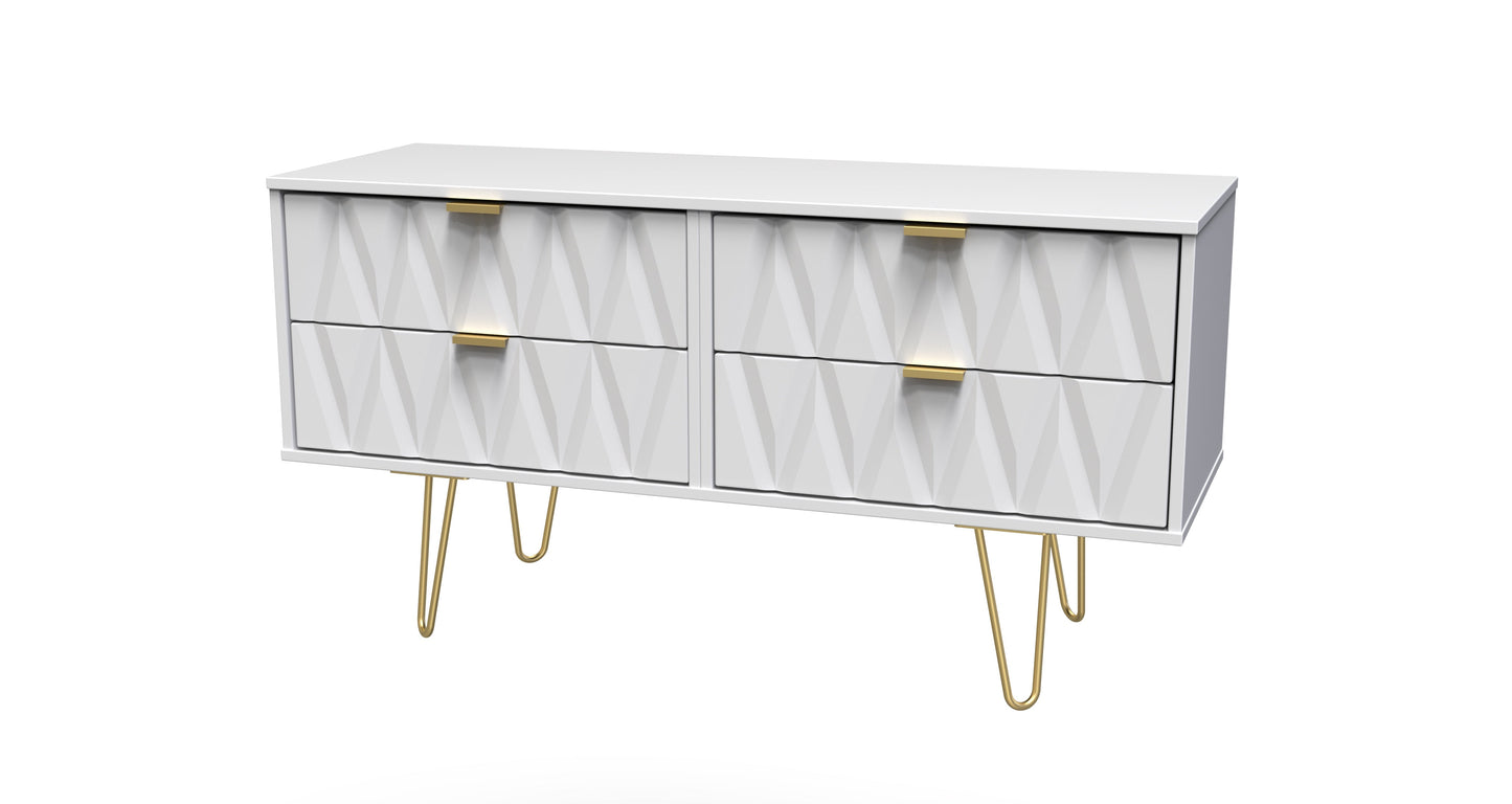 Diamond Large Chest of Drawers White 4 Drawers 115cm