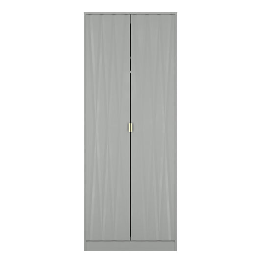 Diamond Tall Wardrobe Grey 2 Doors 197cm