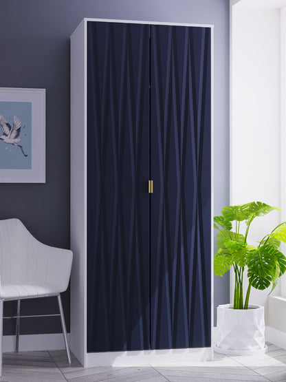 Diamond Tall Wardrobe Grey & White 2 Doors 197cm