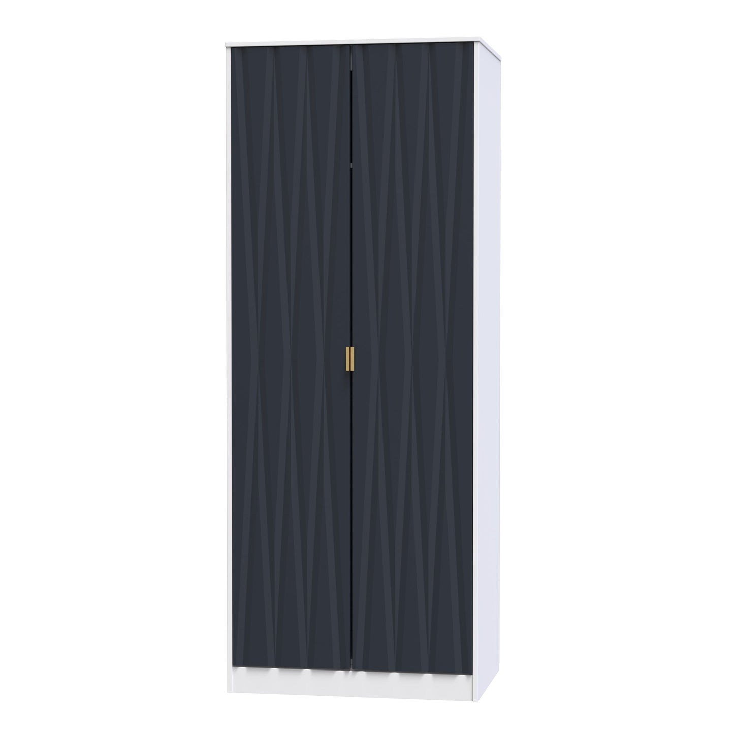 Diamond Tall Wardrobe Grey & White 2 Doors 197cm