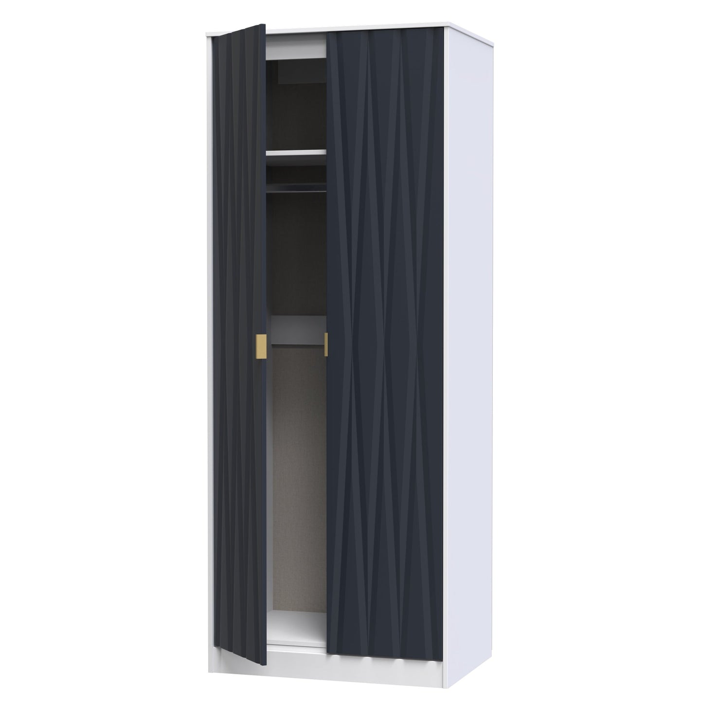 Diamond Tall Wardrobe Grey & White 2 Doors 197cm